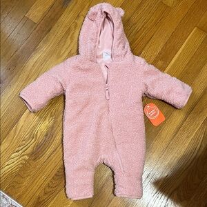 Wonder Nation Teddy Fleece Pram Pearl Blush 3-6M